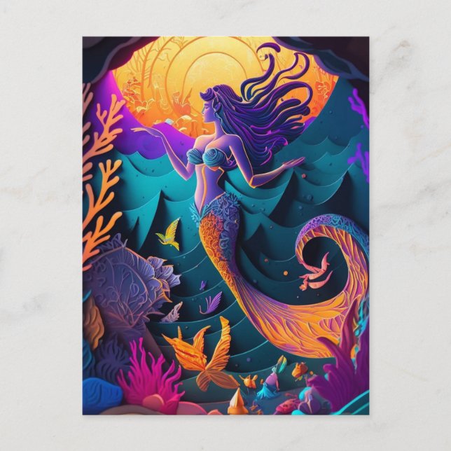 Cartão Postal Cartão-postal Bonito do Mar de Sereia (Frente)