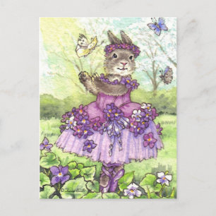 Cartão Postal Cartão-postal bonito Violet Ballerina Bunny