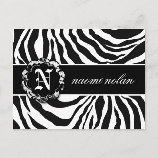 Cartão Postal Cartão-postal branco preto Naomi Zebra