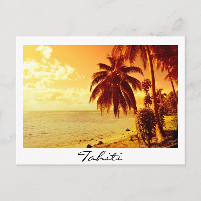 Cartão Postal Cartão-postal branco sunset Tahiti (Frente)