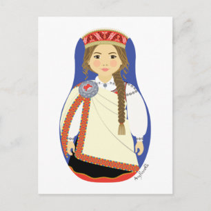 Cartão Postal Cartão-postal Brunette Matryoshka letão