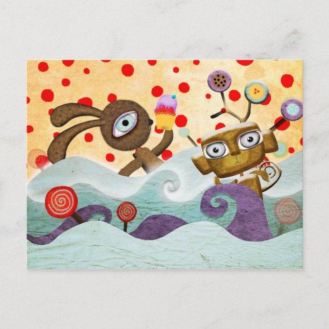 Cartão Postal Cartão-postal Bunny e Monkey (Frente)