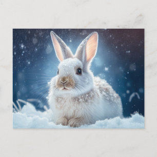 Cartão Postal Cartão-postal Bunny para neve