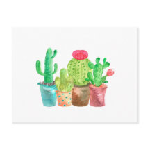 Cartão-postal Cactus Aquarela