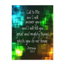 Cartão-postal Call to Me Bíblia Verse Jeremiah 33: