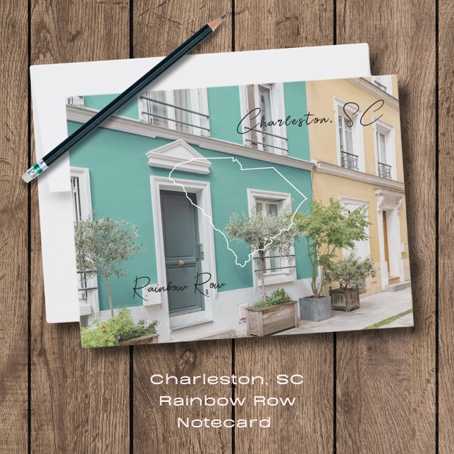 Cartão Postal Cartão-postal Charleston Rainbow Row Carolina do S (Send a special note to family and friends with this special Charelston, SC Rainbow Row Postcard)