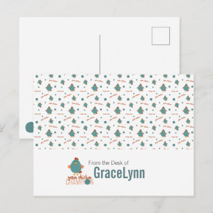 Cartão Postal Cartão-postal Chicken Teal & Rust Yarn