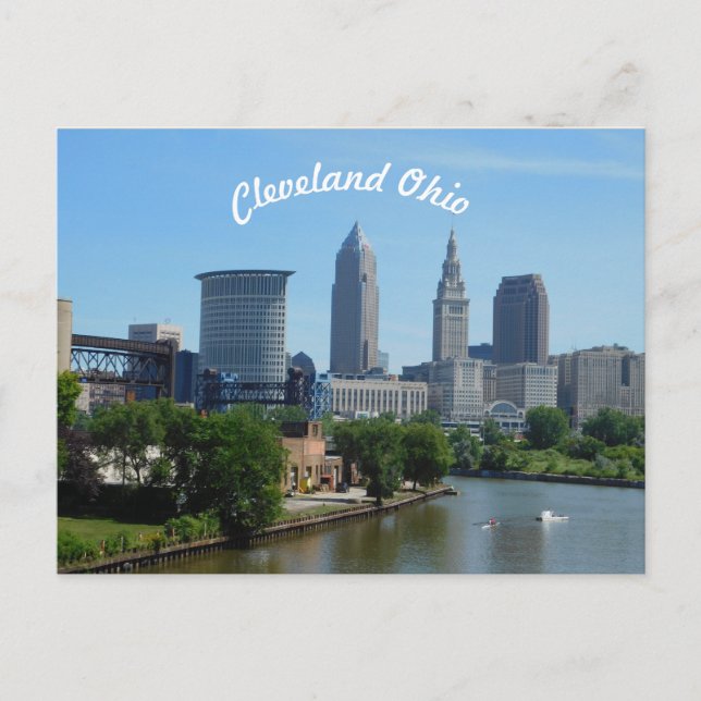 Cartão Postal Cartão-postal Cleveland, Ohio River Skyline (Curve (Frente)