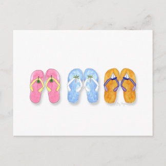 Cartão Postal Cartão-postal com 3 pares de flip-Flops