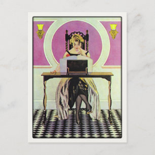 Cartão Postal Cartão-postal com a Leitura da Vintage Girl