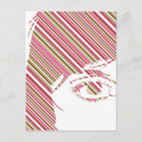 Cartão-postal com as Raparigas Retro Stripe
