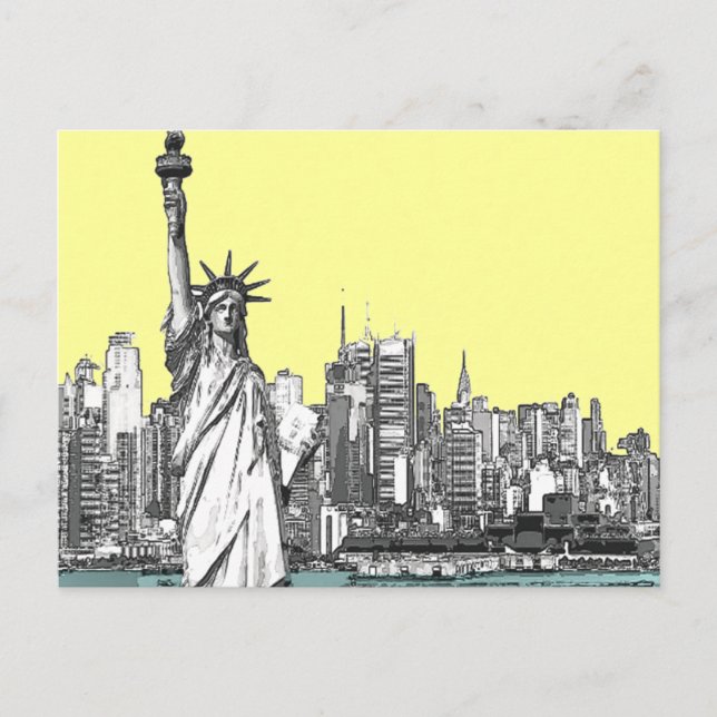 Cartão Postal Cartão-postal com Estátua da Liberdade Nova York e (Frente)