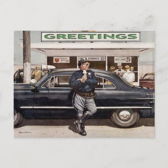 Cartão Postal Cartão-postal com Legal Ilustração do Policial Vin (Frente)