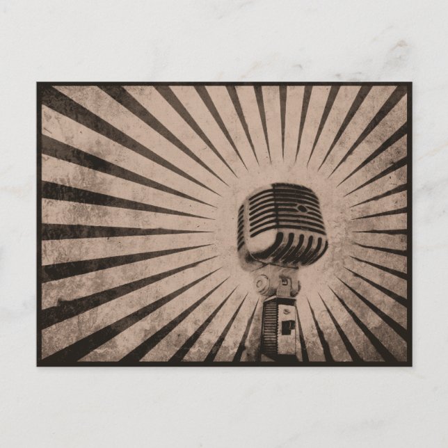 Cartão Postal Cartão-postal com microfone Legal Vintage (Frente)