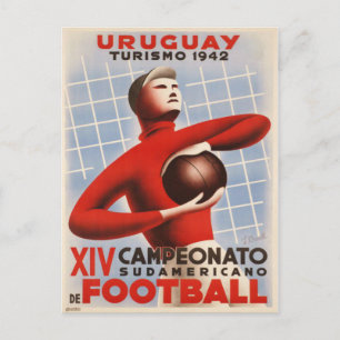 Cartão Postal Cartão-postal com o Impressão de futebol Vintage