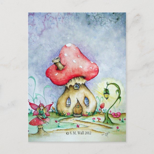 Cartão Postal Cartão-postal com Toadstool House, Fada e posto Lâ (Frente)