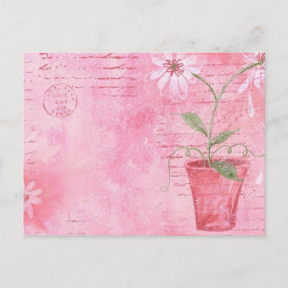 Cartão Postal Cartão-postal cor-de-rosa, com flor