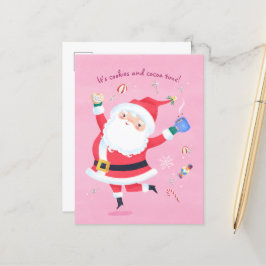 Cartão Postal Cartão-postal cor-de-rosa para Papais noeis branco