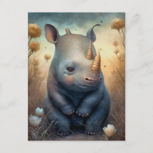 Cartão Postal Cartão-postal Cute Baby Rhino