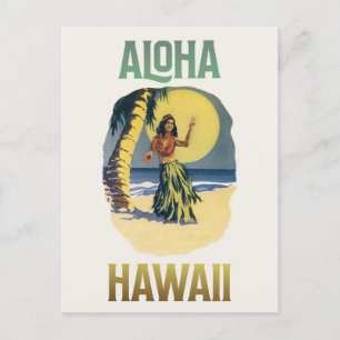 Cartão Postal Cartão-postal da Aloha Hawaii Vintage Hula Girl