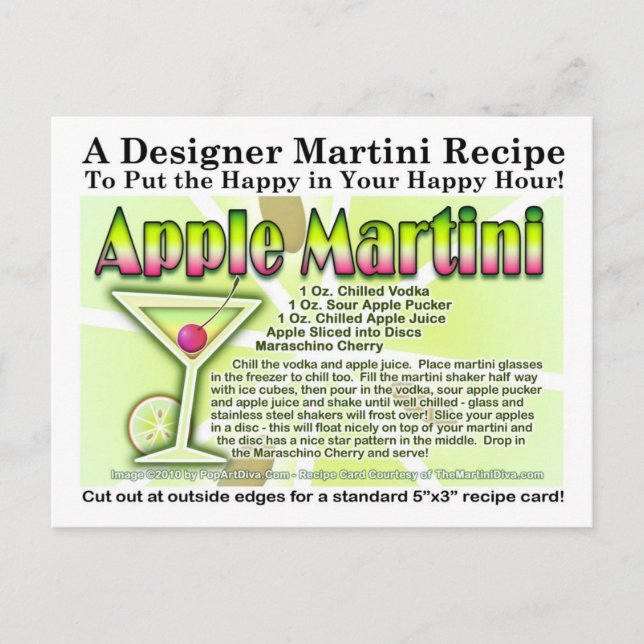 Cartão Postal Cartão-postal da Apple Martini (Appletini) (Frente)