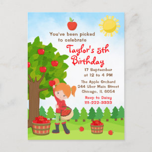 Cartão Postal Cartão-postal da Apple Picting Birthday Red Hair G