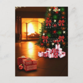 Cartão Postal Cartão-postal da árvore de Natal e lareira