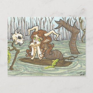 Cartão Postal Cartão-postal da Bog Lady Nymph e Skull Fantasy Ar