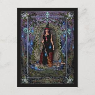 Cartão Postal Cartão-postal da bruxa - Bruxa-lua azul e Dragão