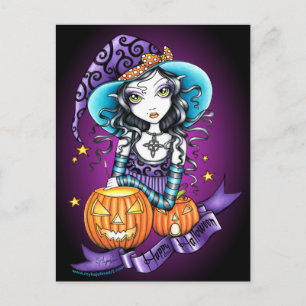 Cartão Postal Cartão-postal da Bruxa de Abóbora do Halloween