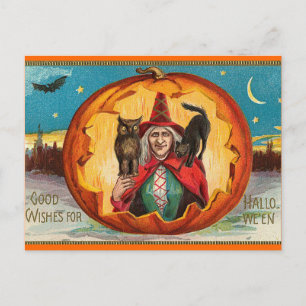 Cartão Postal Cartão-postal da Bruxa de Vintage Halloween