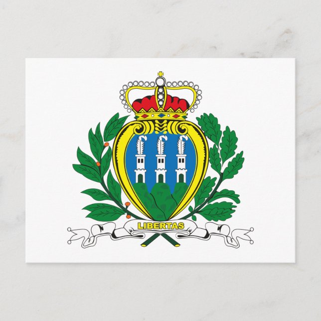 Cartão Postal Cartão-postal da Casaco de Armas de São Marino (Frente)