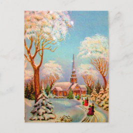 Cartão Postal Cartão-postal da cena de neve da igreja