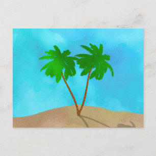 Cartão Postal Cartão-postal da Cena de Praia da Árvore de Palm