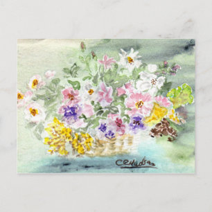 Cartão Postal Cartão-postal da cesta de flores