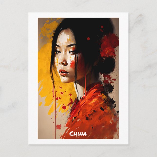 Cartão Postal Cartão-postal da China - Retrato - Mundo das Mulhe (Frente)