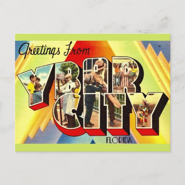 Cartão Postal Cartão-postal da cidade de Ybor retrô (Frente)