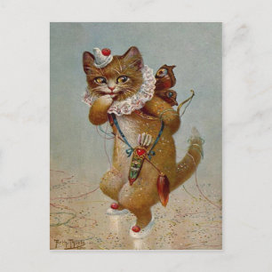 Cartão Postal Cartão-postal da Cupid Cat Vintage no início dos