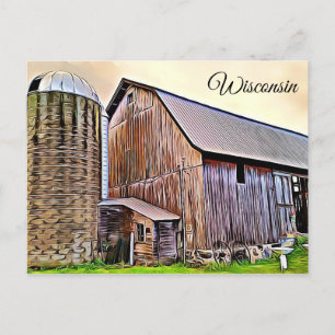 Cartão Postal Cartão-postal da Fazenda Wisconsin Red Barn