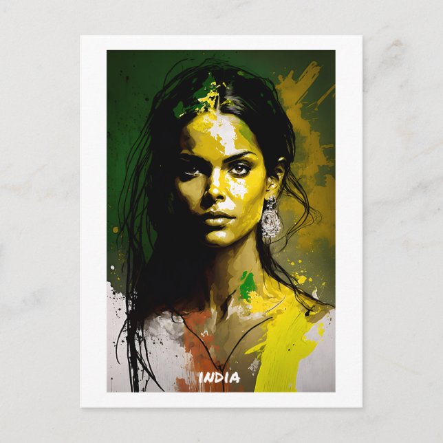 Cartão Postal Cartão-postal da Índia - Coleção Mundial das Mulhe (Frente)