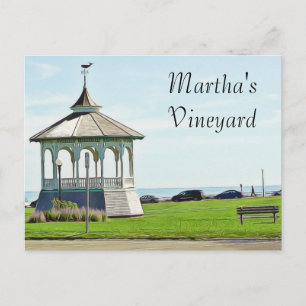 Cartão Postal Cartão-postal da Martha's Vineyard Ocean Bench e G