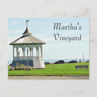 Cartão Postal Cartão-postal da Martha's Vineyard Ocean Bench e G