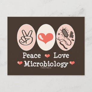 Cartão Postal Cartão-postal da Microbiologia Peace Love