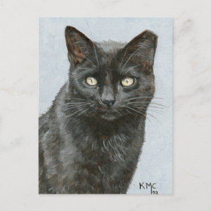Cartão Postal Cartão-postal da minha pintura de um gato preto