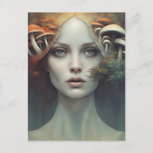 Cartão Postal Cartão-postal da Mulher do Cogumelo de outono