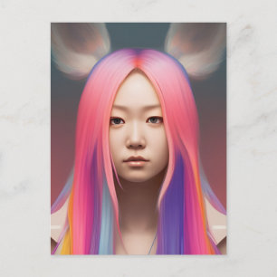 Cartão Postal Cartão-postal da Mulher Pastel Hair