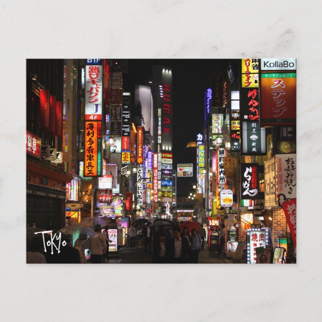Cartão Postal Cartão-postal da noite de Tóquio Neons (Frente)
