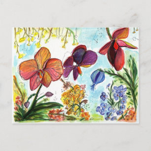 Cartão Postal Cartão-postal da Orquídea Vermelha Incrível