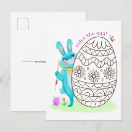 Cartão Postal Cartão-postal da Página de Coloração do Coelho Azu