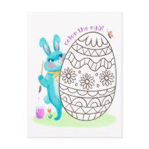 Cartão-postal da Página de Coloração do Coelho Azu